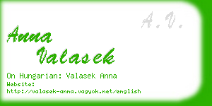 anna valasek business card